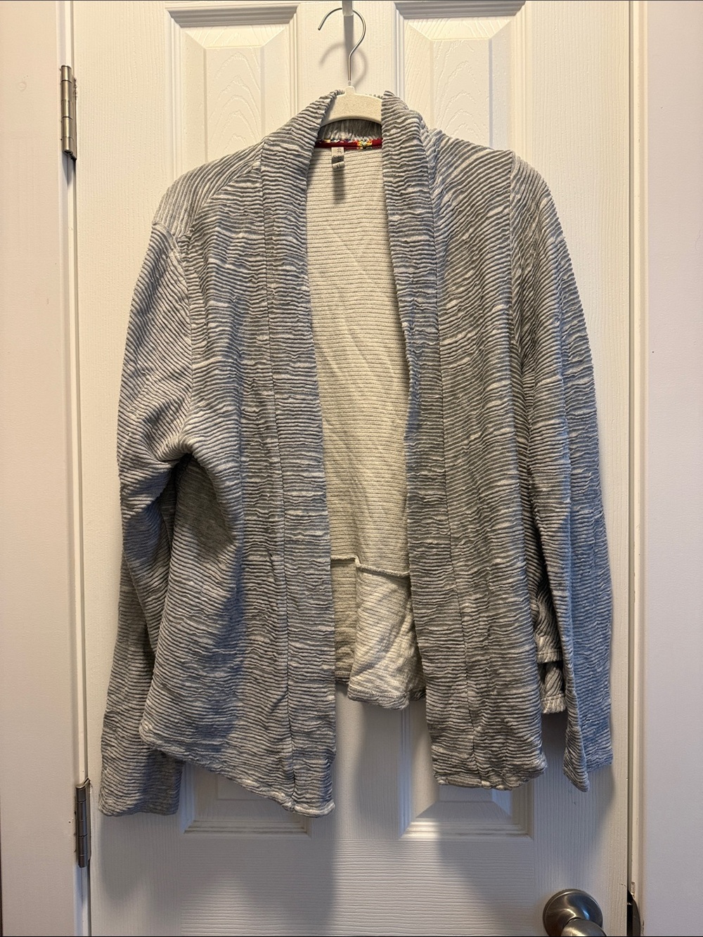Women’s Open-Front Textured Blazer Jacket in Light Gray